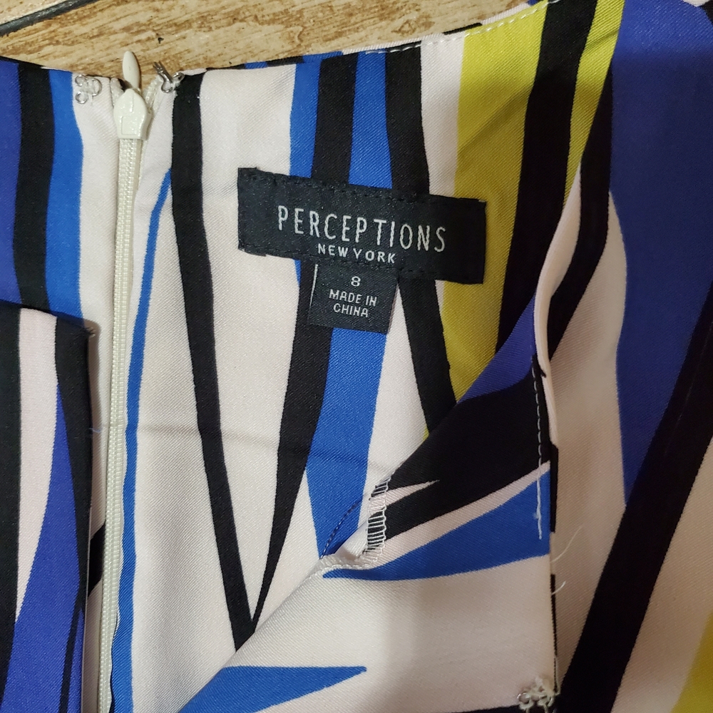 Perceptions New York Women's Blue, Yellow And White Dress Sz 8 - Picture 6 of 6